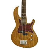 Aria 313MK2 Detroit Series 4-String Electric Bass Guitar in Open-Pore Natural Finish