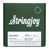 Stringjoy Broadways Heavy Bottom Super Light Gauge (9-46) Pure Nickel Electric Guitar Strings