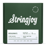 Stringjoy Broadways Heavy Bottom Light Gauge (10-52) Pure Nickel Electric Guitar Strings