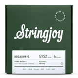 Stringjoy Broadways Classic Heavy Gauge (12-52) Pure Nickel Electric Guitar Strings