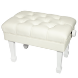 Crown Deluxe Skirted & Tufted Hydraulic Height Adjustable Piano Bench (White)