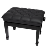 Crown Deluxe Tufted Hydraulic Height Adjustable Piano Bench (Black)