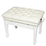 Crown Deluxe Tufted Hydraulic Height Adjustable Piano Bench (White)