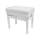 Crown Premium Tufted Double Padded Height Adjustable Piano Stool with Storage Compartment (White)-CPS-7AS-WHT