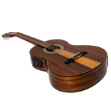 Martinez '51 Series' Electric Classical Guitar 3/4 Size with Built-in Tuner - Teakwood Gloss Finish