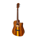 Martinez '51 Series' Dreadnought Acoustic-Electric Guitar - Cutaway Design - Teakwood Gloss Finish