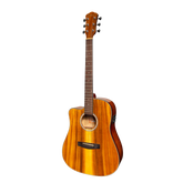 Martinez '51 Series' Left Handed Dreadnought Acoustic-Electric Guitar - Cutaway Design - Koa Gloss Finish