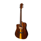 Martinez '51 Series' Left Handed Dreadnought Acoustic-Electric Guitar - Cutaway Design - Teakwood Gloss Finish