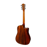 Martinez '51 Series' Left Handed Dreadnought Acoustic-Electric Guitar - Cutaway Design - Teakwood Gloss Finish