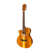 Martinez '51 Series' Left Handed Folk Acoustic-Electric Guitar - Cutaway Design - Koa Gloss Finish