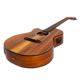 Martinez '51 Series' Left Handed Folk Acoustic-Electric Guitar - Cutaway Design - Koa Gloss Finish
