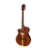 Martinez '51 Series' Left Handed Folk Acoustic-Electric Guitar - Cutaway Design - Teakwood Gloss Finish