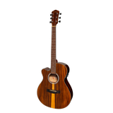 Martinez '51 Series' Left Handed Folk Acoustic-Electric Guitar - Cutaway Design - Teakwood Gloss Finish