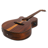Martinez '51 Series' Left Handed Folk Acoustic-Electric Guitar - Cutaway Design - Teakwood Gloss Finish