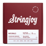 Stringjoy Naturals Extra Light Gauge (10-50) Phosphor Bronze Acoustic Guitar Strings