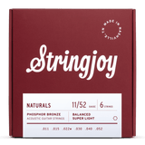 Stringjoy Naturals Super Light Gauge (11-52) Phosphor Bronze Acoustic Guitar Strings
