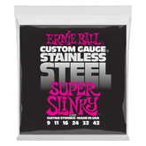 Ernie Ball Super Slinky Stainless Steel Wound Electric Guitar Strings 9-42 Gauge