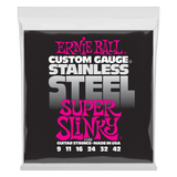 Ernie Ball Super Slinky Stainless Steel Wound Electric Guitar Strings 9-42 Gauge