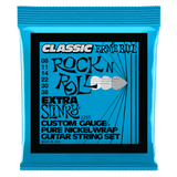 Ernie Ball Extra Slinky Classic Rock n Roll Pure Nickel Wrap Electric Guitar Strings 8-38 Gauge