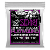 Ernie Ball Power Slinky Cobalt Flatwound Short Scale Electric Bass Strings 50-110 Gauge