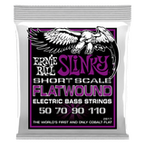 Ernie Ball Power Slinky Cobalt Flatwound Short Scale Electric Bass Strings 50-110 Gauge