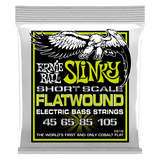 Ernie Ball Regular Slinky Cobalt Flatwound Short Scale Electric Bass Strings 45-105 Gauge