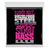Ernie Ball Super Slinky Stainless Steel Electric Bass Strings 45-100 Gauge