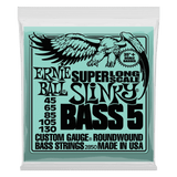Ernie Ball Slinky Nickel Wound Super Long Scale 5-String Electric Bass Strings 45-130 Gauge