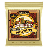 Ernie Ball Medium Earthwood 80/20 Bronze Acoustic Guitar Strings 13-56 Gauge - 3 Pack