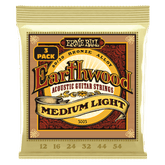 Ernie Ball Medium Light Earthwood 80/20 Bronze Acoustic Guitar Strings 12-54 Gauge - 3 Pack