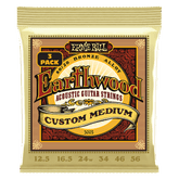 Ernie Ball Custom Medium Earthwood 80/20 Bronze Acoustic Guitar Strings 12.5-56 Gauge - 3 Pack