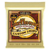 Ernie Ball Custom Light Earthwood 80/20 Bronze Acoustic Guitar Strings 11.5-54 Gauge - 3 Pack
