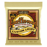 Ernie Ball Custom Light Earthwood 80/20 Bronze Acoustic Guitar Strings 11.5-54 Gauge - 3 Pack