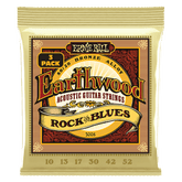 Ernie Ball Rock and Blues w/Plain G Earthwood 80/20 Bronze Acoustic Guitar Strings 10-52 Gauge - 3 Pack
