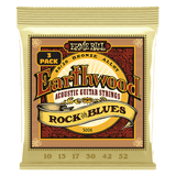 Ernie Ball Rock and Blues w/Plain G Earthwood 80/20 Bronze Acoustic Guitar Strings 10-52 Gauge - 3 Pack