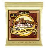 Ernie Ball Earthwood 80/20 Bronze Nylon Ball End Folk/Classical Guitar Strings - Clear & Gold - 3 Pack