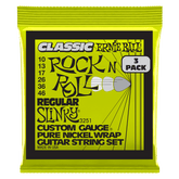 Ernie Ball Regular Slinky Classic Rock n Roll Pure Nickel Wrap Electric Guitar Strings 10-46 Gauge - 3 Pack