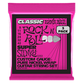 Ernie Ball Super Slinky Classic Rock n Roll Pure Nickel Wrap Electric Guitar Strings 9-42 Gauge - 3 Pack
