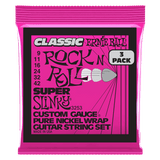 Ernie Ball Super Slinky Classic Rock n Roll Pure Nickel Wrap Electric Guitar Strings 9-42 Gauge - 3 Pack