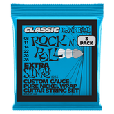 Ernie Ball Extra Slinky Classic Rock n Roll Pure Nickel Wrap Electric Guitar Strings 8-38 Gauge - 3 Pack