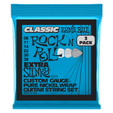 Ernie Ball Extra Slinky Classic Rock n Roll Pure Nickel Wrap Electric Guitar Strings 8-38 Gauge - 3 Pack