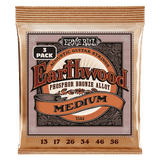 Ernie Ball Medium Earthwood Phosphor Bronze Acoustic Guitar Strings 13-56 Gauge - 3 Pack