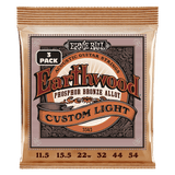 Ernie Ball Custom Light Earthwood Phosphor Bronze Acoustic Guitar Strings 11.5-54 Gauge - 3 Pack