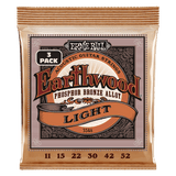 Ernie Ball Light Earthwood Phosphor Bronze Acoustic Guitar Strings 11-52 Gauge - 3 Pack