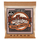 Ernie Ball Rock and Blues w/Plain G Earthwood Phosphor Bronze Acoustic Guitar Strings 10-52 Gauge - 3 Pack