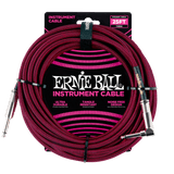 Ernie Ball 25ft Braided Straight/Angle Instrument Cable, Black/Red