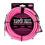 Ernie Ball 10ft Braided Straight/Angle Instrument Cable, Neon Pink