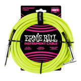 Ernie Ball 10ft Braided Straight/Angle Instrument Cable, Neon Yellow