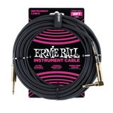 Ernie Ball 18ft Braided Straight/Angle Instrument Cable, Black