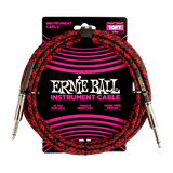Ernie Ball 10ft Braided Straight Straight Inst Cable Red Black